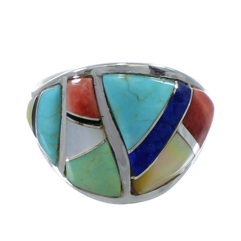 Sterling Silver Multicolor Jewelry Ring Size 7-1/4 AX53162